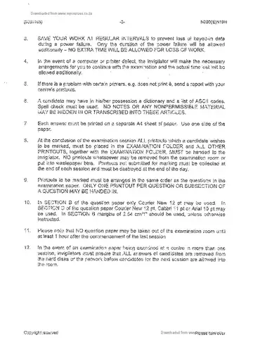 Computer Practice N5 November 2014 question paper, first page of questions