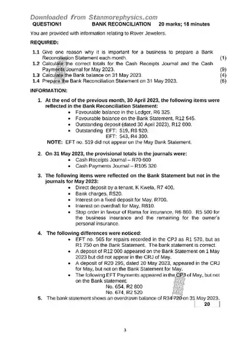 Accounting Grade 11 March Test 2023 (Limpopo) question paper, first page of questions