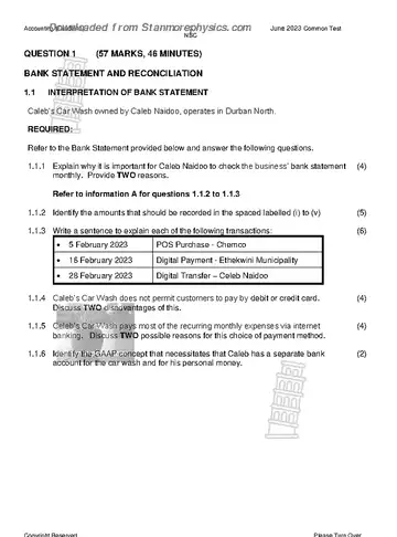 Accounting Grade 11 June 2023 Paper 2 (KwaZulu-Natal) question paper, first page of questions