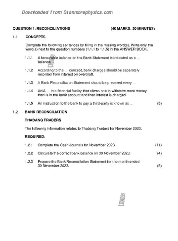 Accounting Grade 11  2023 Paper 2 (Gauteng) question paper, first page of questions
