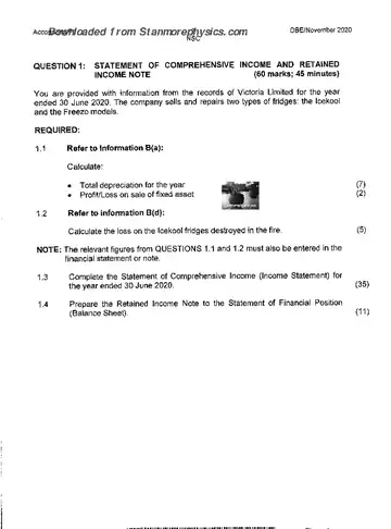 Accounting Grade 12 September Trial 2021 Paper 1 question paper, first page of questions
