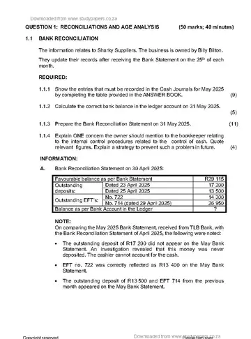 Accounting Grade 12 June 2025 Paper 2 question paper, first page of questions