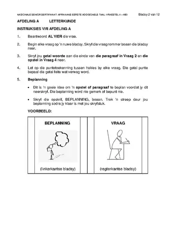 IEB Afrikaans FAL Grade 12 May/June 2024 Paper 2 (IEB) question paper, first page of questions