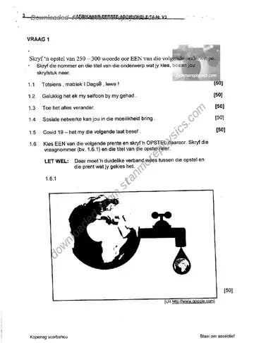 Afrikaans Language Grade 12 June 2022 Paper 3 question paper, first page of questions