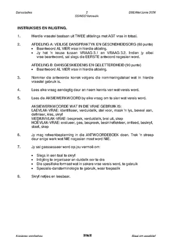 Afrikaans Language Grade 12 May/June 2026 question paper, first page of questions