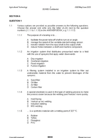 Agricultural Technology Grade 12 May/June 2025 (National DBE) question paper, first page of questions