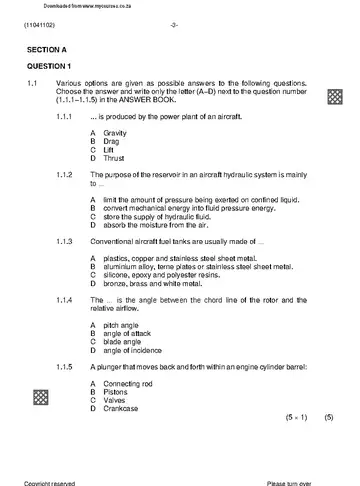 Aircraft Maintenance N1 November 2023 question paper, first page of questions