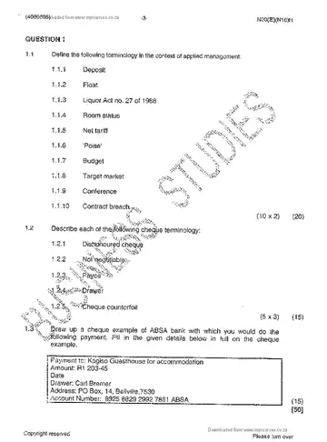 Applied Management N5 November 2014 question paper, first page of questions