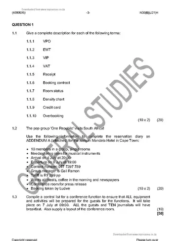 Applied Management N5 June 2016 question paper, first page of questions