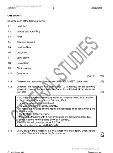 Applied Management N5 November 2016 question paper, first page of questions