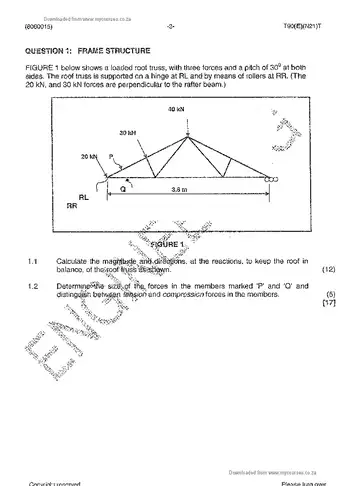 Building and Structural Construction N5 November 2014 question paper, first page of questions
