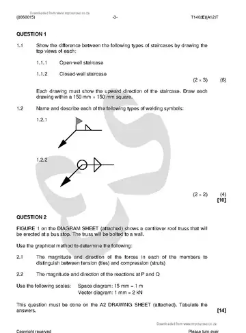 Building and Structural Construction N5 April 2018 question paper, first page of questions