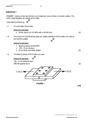 Building and Structural Construction N5 August 2021 question paper, first page of questions