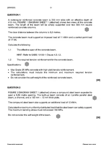 Building and Structural Construction N6 November 2022 question paper, first page of questions