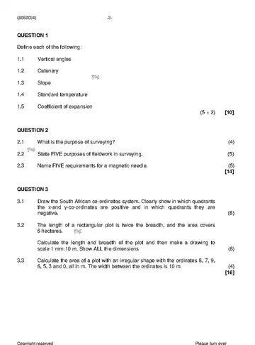 Building and Structural Surveying N4 April 2019 question paper, first page of questions