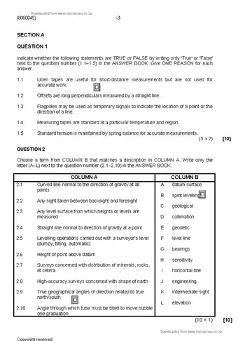 Building and Structural Surveying N5 April 2020 question paper, first page of questions