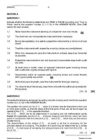 Building and Structural Surveying N5 April 2021 question paper, first page of questions