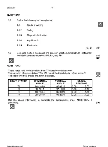 Building and Structural Surveying N6 November 2022 question paper, first page of questions