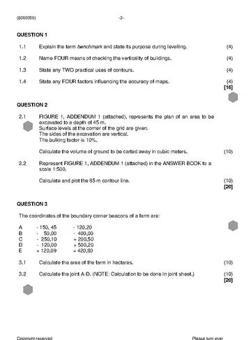 Building and Structural Surveying N6 November 2023 question paper, first page of questions