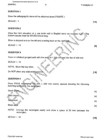 Building Drawing N1 November 2014 question paper, first page of questions