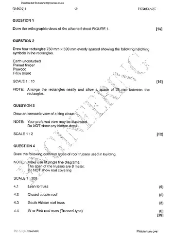 Building Drawing N1 April 2015 question paper, first page of questions