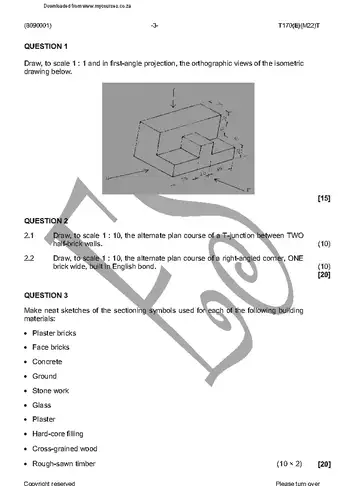 Building Drawing N1 April 2016 question paper, first page of questions