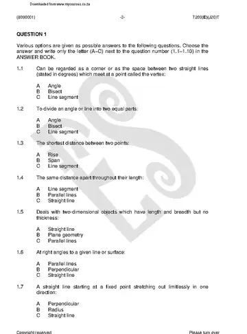 Building Drawing N1 August 2018 question paper, first page of questions