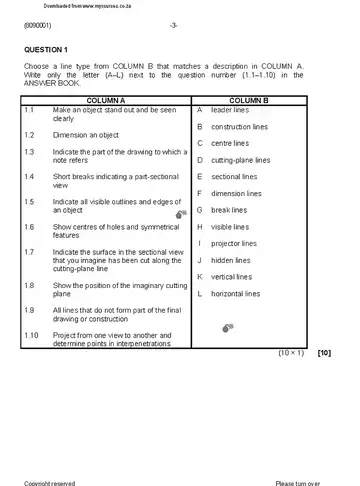 Building Drawing N1 August 2019 question paper, first page of questions