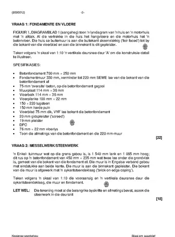 Building Drawing N2 April 2021 question paper, first page of questions