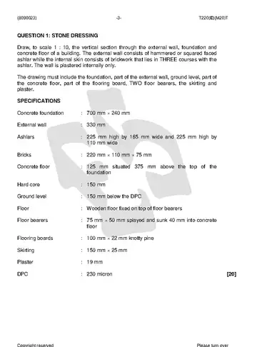 Building Drawing N3 April 2018 question paper, first page of questions