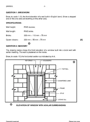 Building Drawing N3 April 2019 question paper, first page of questions