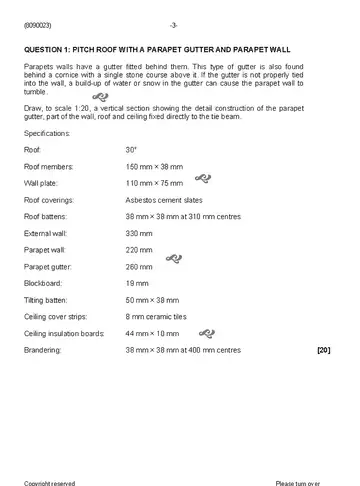 Building Drawing N3 April 2020 question paper, first page of questions