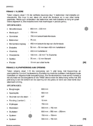 Building Drawing N3 November 2023 question paper, first page of questions