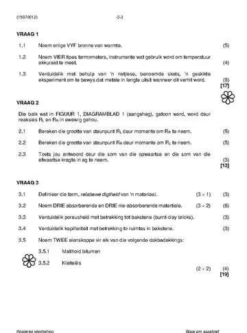 Building Science N2 November 2023 question paper, first page of questions
