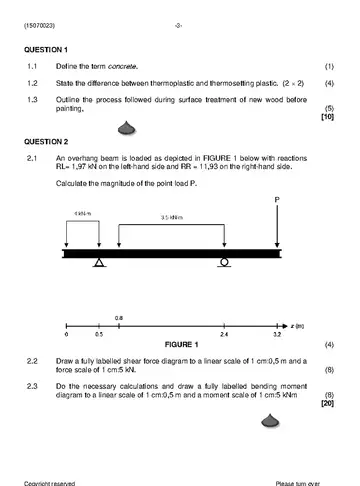 Building Science N3 April 2021 question paper, first page of questions