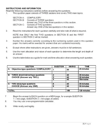 Business Studies Grade 11 November 2023 Paper 2 question paper, first page of questions