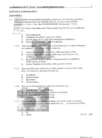 Business Studies Grade 12 June 2025 Paper 1 (Eastern Cape) question paper, first page of questions