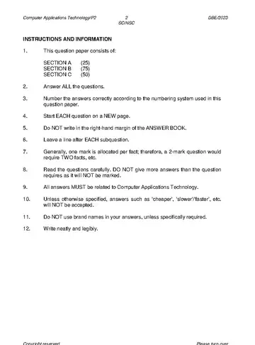 CAT Grade 12 May/June 2023 Paper 2 question paper, first page of questions