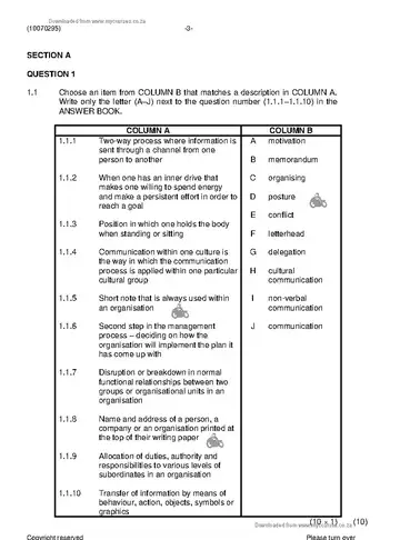 Caterer Client Relations N5 November 2020 question paper, first page of questions
