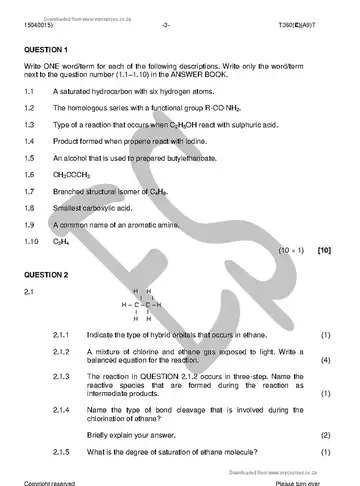 Chemistry N5 April 2018 question paper, first page of questions