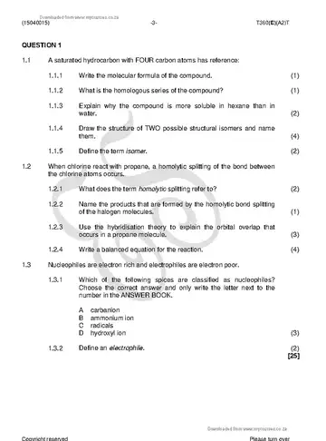 Chemistry N5 August 2018 question paper, first page of questions
