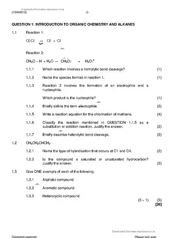Chemistry N5 April 2019 question paper, first page of questions