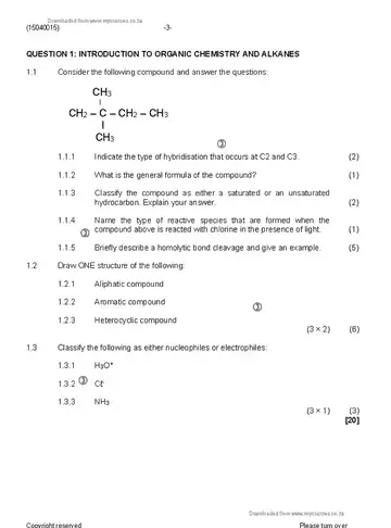 Chemistry N5 August 2019 question paper, first page of questions