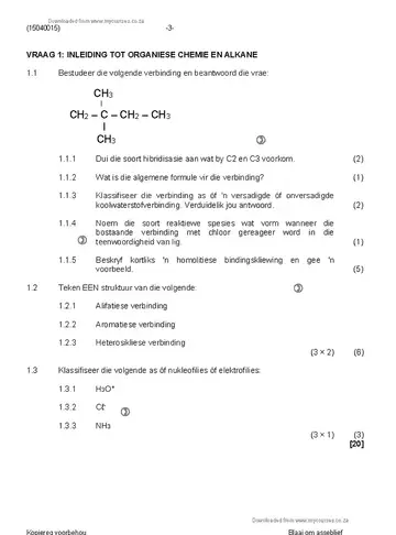 Chemistry N5 August 2020 question paper, first page of questions