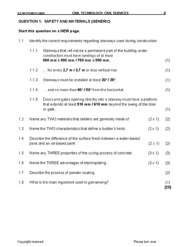 Civil Technology Grade 12 September Trial 2025: Civil Services question paper, first page of questions