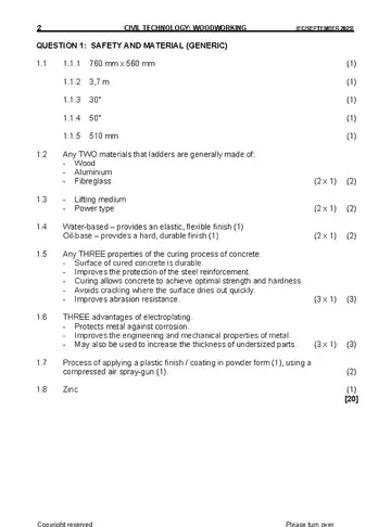 Civil Technology Grade 12 September Trial 2025: Woodworking memo, first page of questions