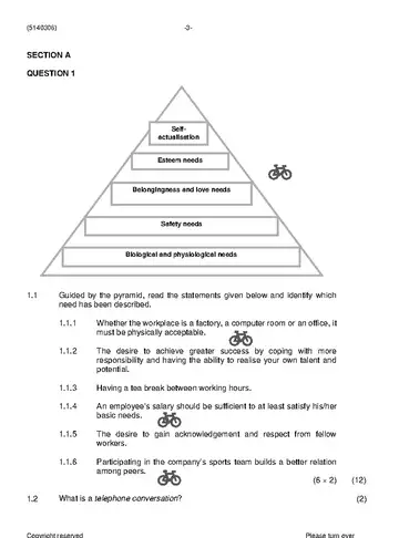 Communication and Human Relations N6 November 2019 question paper, first page of questions