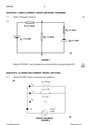 Communication Electronics N4 August 2019: Electronics question paper, first page of questions