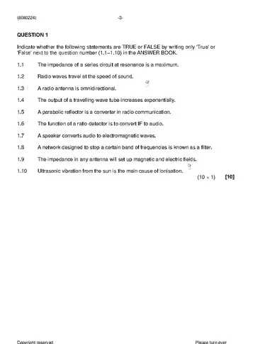 Communication Electronics N4 April 2021: Electronics question paper, first page of questions