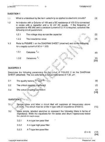 Communication Electronics N5 November 2013: Electronics question paper, first page of questions